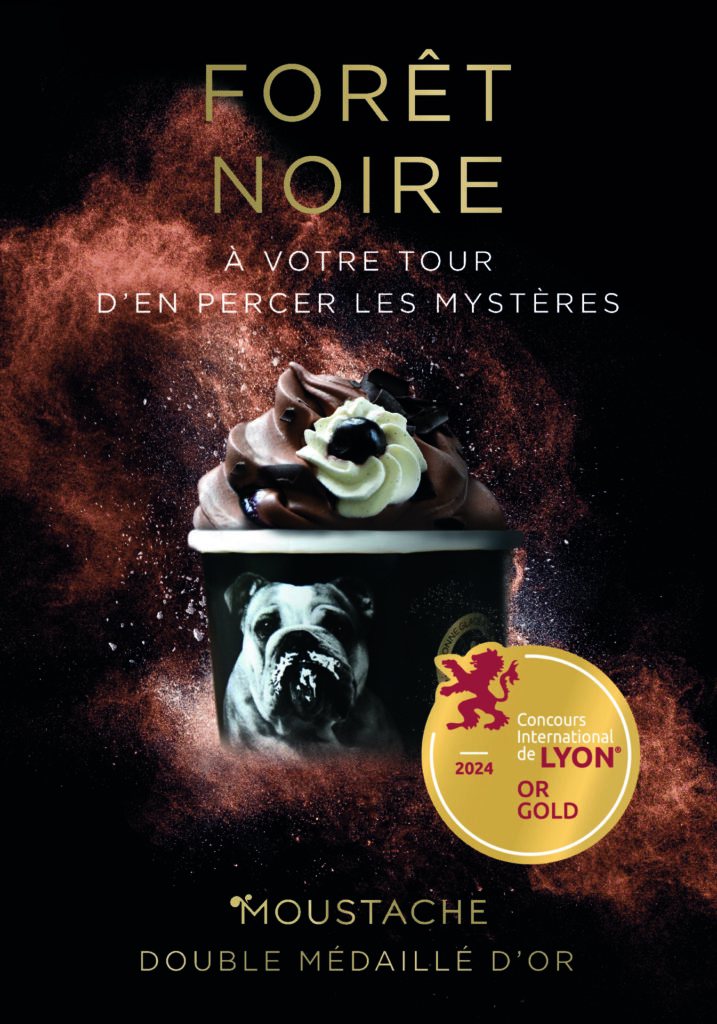 Affiche de la crème glacée Forêt Noire, médaillé d'or 2024 au concours Gault et Millau.